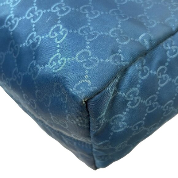 Auth GUCCI GG 282439 Blue Brown Nylon Leather - Tote Bag - Picture 3 of 9